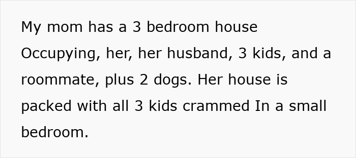 Text excerpt describing a crowded household where a teen girl struggles to babysit her step siblings in a small bedroom. Text excerpt describing a crowded household where a teen girl struggles to babysit her step siblings in a small bedroom.