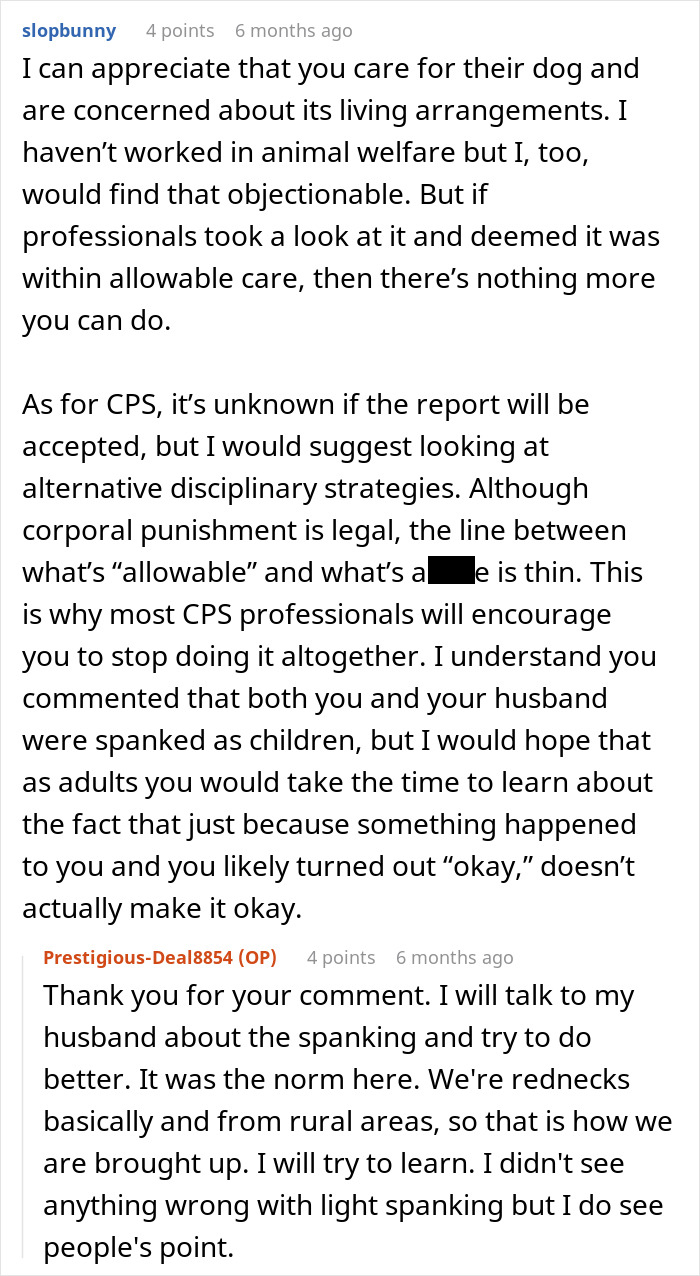 Online discussion about animal control called over neighbor&rsquo;s neglected dog and retaliation involving CPS concerns.