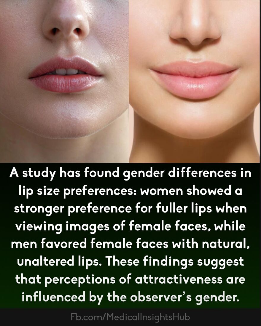 Close-up of two female lips showing study on lip size preferences, relating to curious medical facts about fingers containing no muscles.