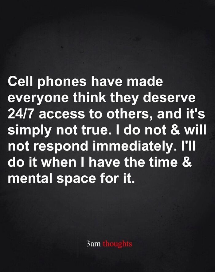 Text on black background discussing boundaries in relationships and mental space in modern communication issues.