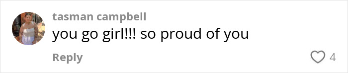 A supportive comment praising a woman sharing her humiliating experience that motivated her to lose 88lbs.