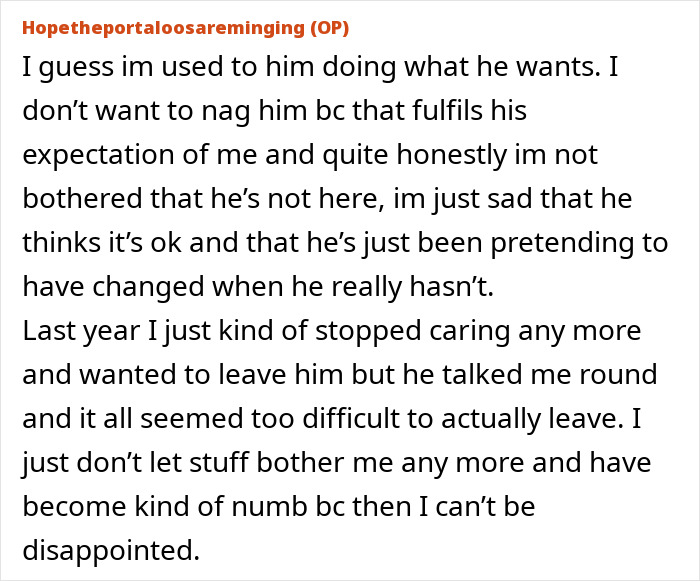 Alt text: Screenshot of a forum post where a mom describes feeling numb after dad leaves sick daughter in hospital to chase Glastonbury tickets