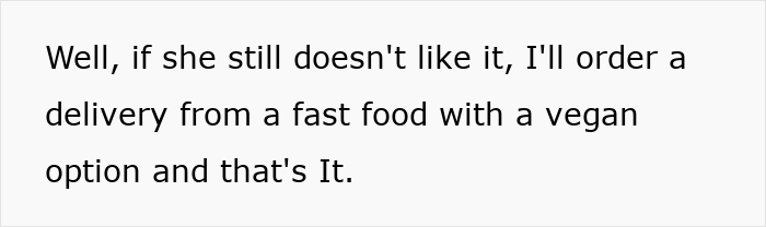 Text conversation about closing all food options two months ago and refusing to change the menu for vegan sister-in-law. Text conversation about closing all food options two months ago and refusing to change the menu for vegan sister-in-law.
