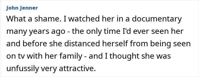 Comment mentioning Sharon Osbourne&rsquo;s rarely-seen daughter and reactions to her new look amid Ozempic use accusations.