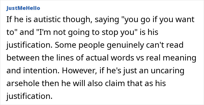 Text post discussing autistic behavior and justification, highlighting mom stunned after dad leaves sick daughter in hospital to chase tickets.