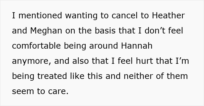 Text message expressing hurt and discomfort within a friendship, highlighting feelings of being uncared for.