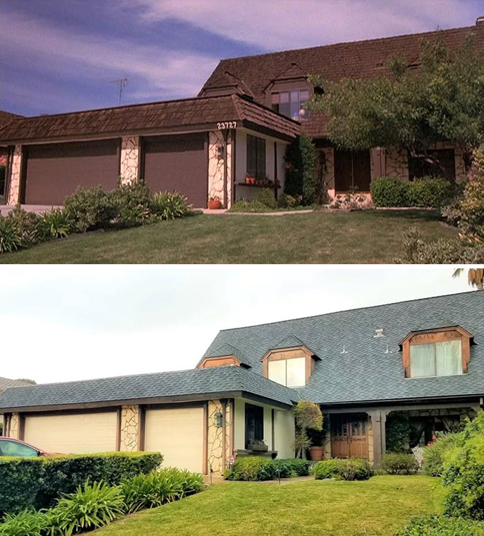 Side-by-side comparison of a real-life location from movie and TV classics showing changes over time.