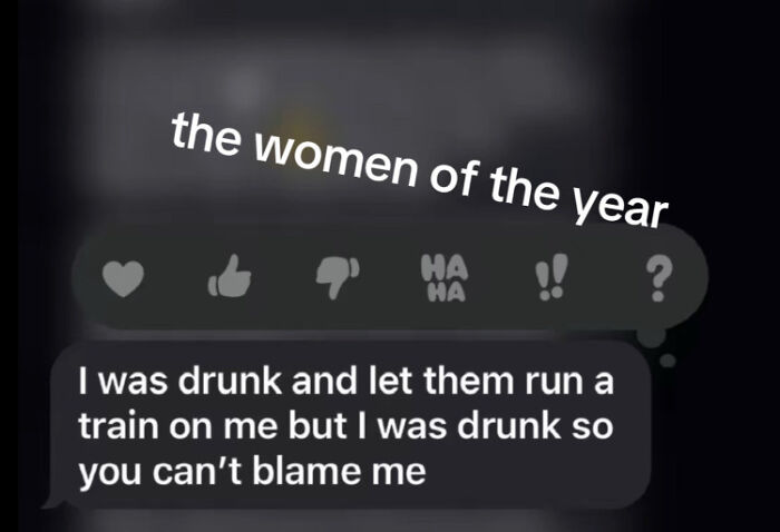 Screenshot of an unhinged message from women of the year sharing insane and wild texts online.