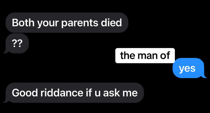 Text message conversation showing an unhinged screenshot nominating men of the year with shocking remarks.