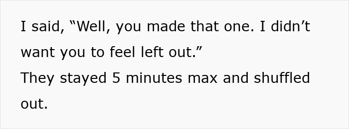 Text on a white background featuring a friend-wine-sample insult about not wanting someone to feel left out.