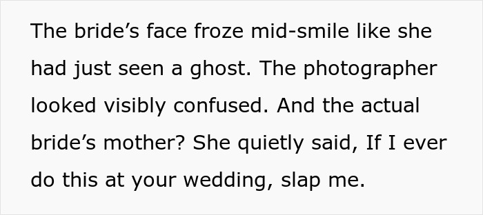 Bride&rsquo;s face freezes mid-smile as groom&rsquo;s mom shows up in wedding dress, creating awkward moment on couple&rsquo;s big day.
