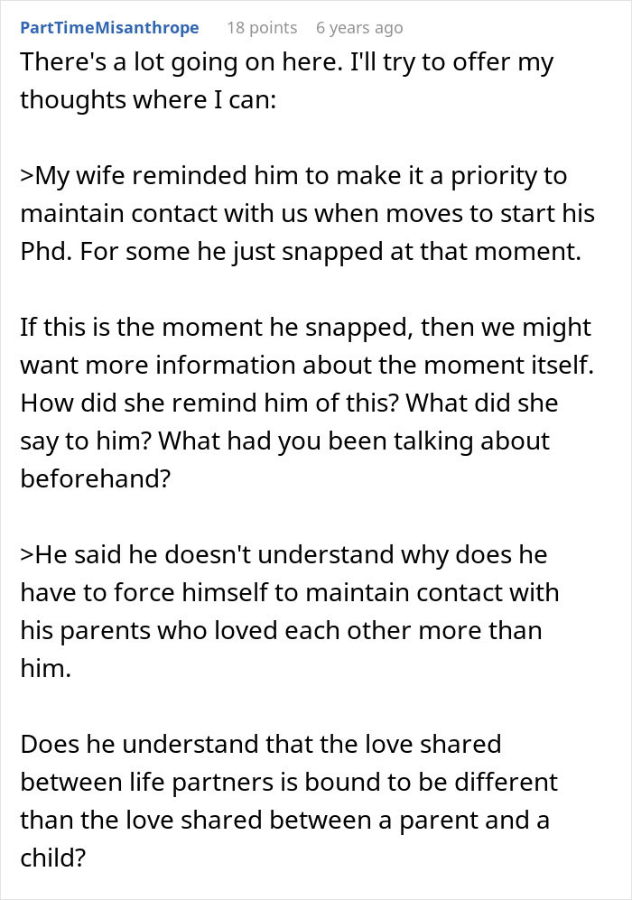 Forum post discussing parents wondering if they messed up their son after he blows up due to years of neglect.