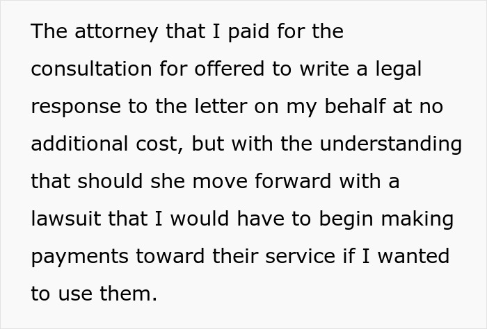 Text about a man seeking legal advice after his late girlfriend&rsquo;s mom might sue him and demand $100K.