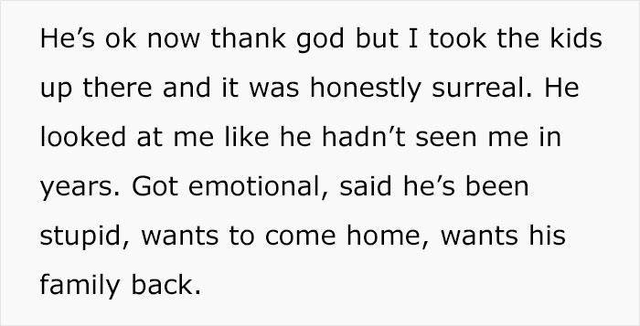 Man in hospital regrets leaving his wife, becomes emotional and wants to come back to his family after the incident.