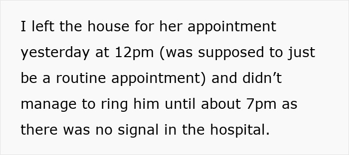 Text excerpt about mom stunned after dad leaves sick daughter in hospital to chase Glastonbury tickets.