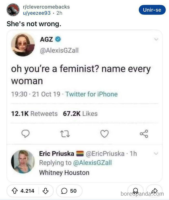 Screenshot of a meme where a feminism joke is explained in a Reddit thread about memes people didn't understand.