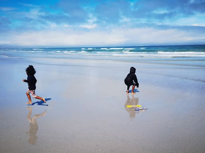 My Kids At Blouberg Beach, Cape Town - Yes The Water There Is Freezing