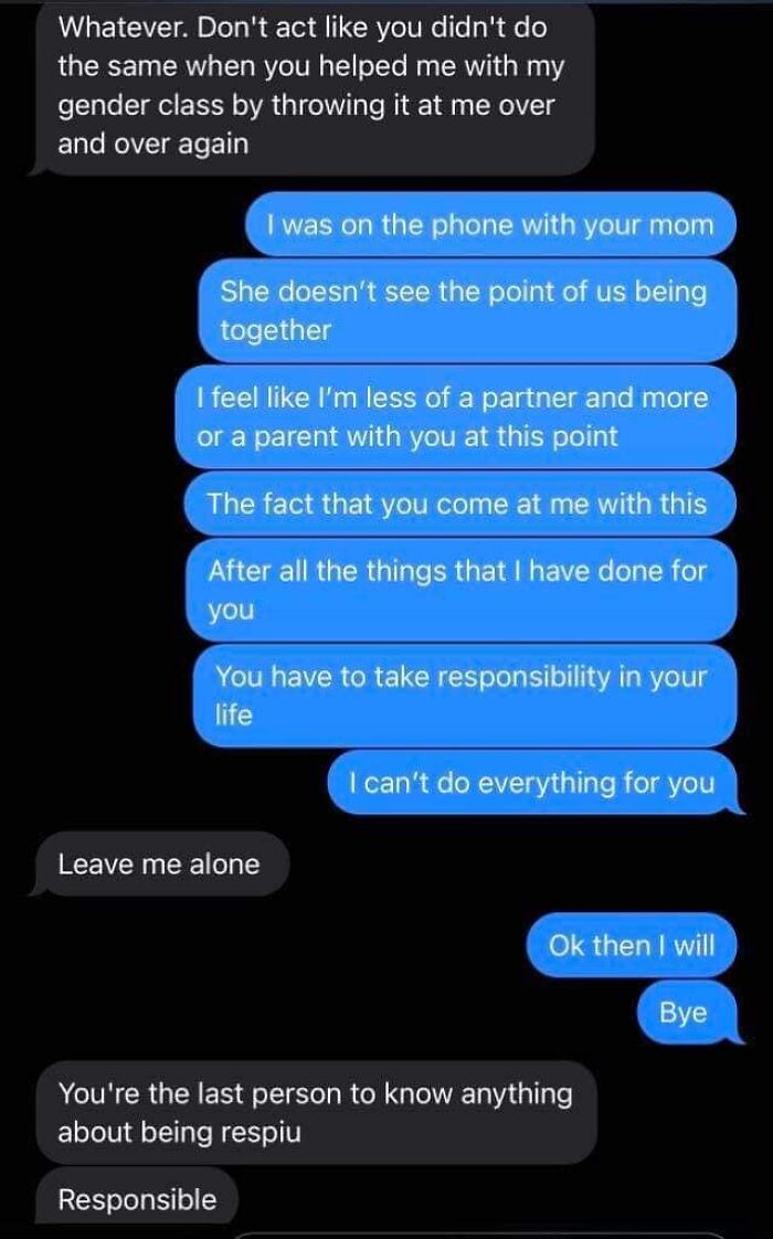 Text conversation showing an exhausting and tense relationship with unresolved conflicts and emotional strain.