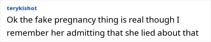 Text post from user terykishot discussing claims about a fake pregnancy related to Trace Cyrus and Brenda Song.