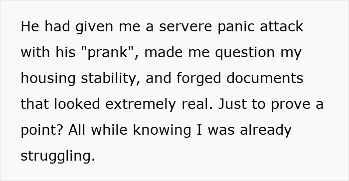 Text snippet describing a man pulling a prank on his girlfriend&rsquo;s sister causing panic before she plans revenge.