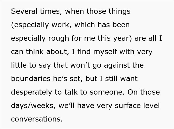 Text about a woman facing loneliness as her fianc&eacute; starts banning conversation topics, limiting meaningful talks.
