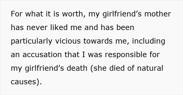 Text excerpt showing man's concern about girlfriend's mother possibly suing, seeking legal advice on lawsuit and $100K.
