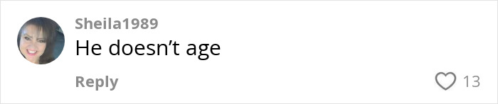 Comment saying he doesn&rsquo;t age, responding to a post about a famous 80s rockstar&rsquo;s shirtless performance at age 75.