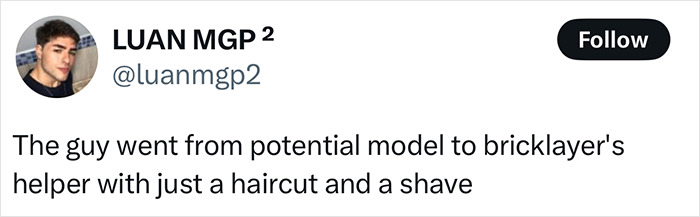 Tweet about a homeless man&rsquo;s makeover gone wrong, sparking viral reactions over potential model downgrade.