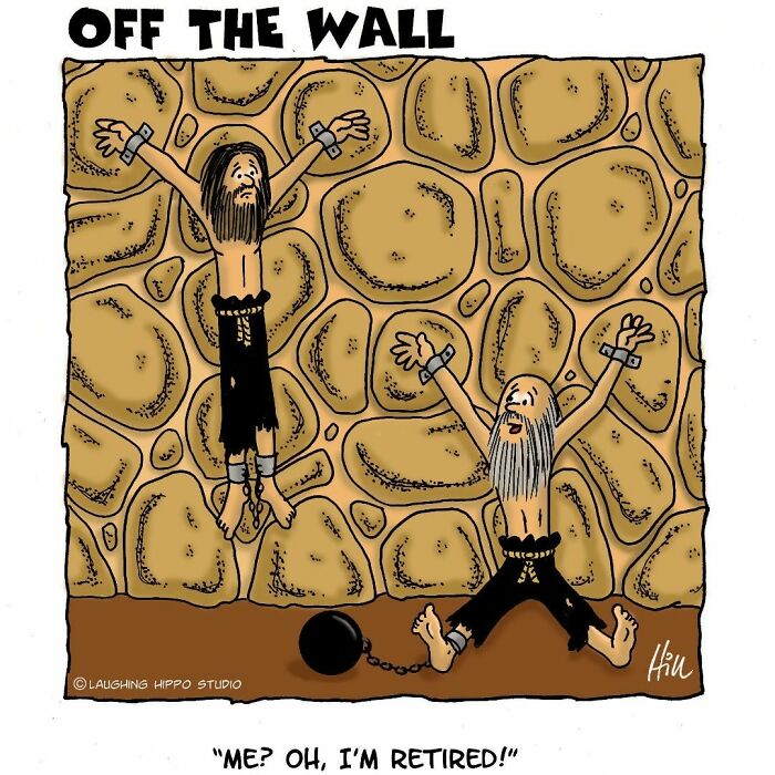 Two cartoon characters in chains against a dungeon wall, humorously depicting dungeon fails in an offbeat comic style.