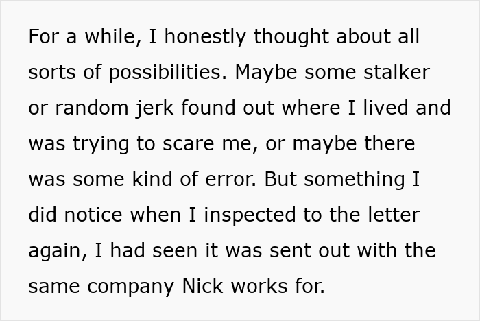 Text excerpt showing a man&rsquo;s harmless prank on his girlfriend&rsquo;s sister leading to panic and later revenge.