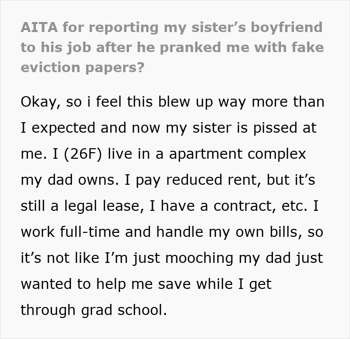 Text excerpt from a story about a prank causing panic and leading to revenge between a man and his girlfriend&rsquo;s sister.