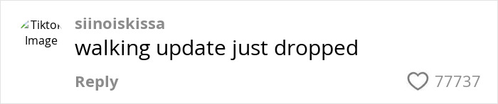Screenshot of a TikTok comment saying walking update just dropped, highlighting the Japanese walking trend benefits. Screenshot of a TikTok comment saying walking update just dropped, highlighting the Japanese walking trend benefits.