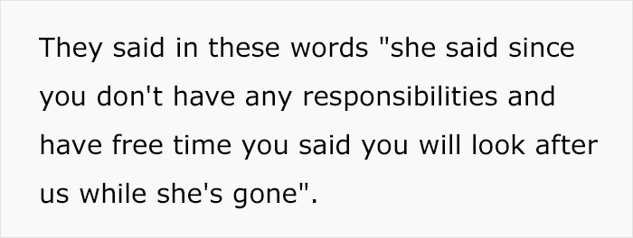 Text excerpt highlighting a mom's poor parenting by making cousin babysit her kids, risking custody loss.
