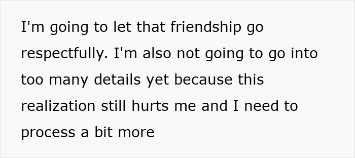 Text on a white background reading I'm going to let that longtime friends ghost friend bday friendship go respectfully while processing feelings.