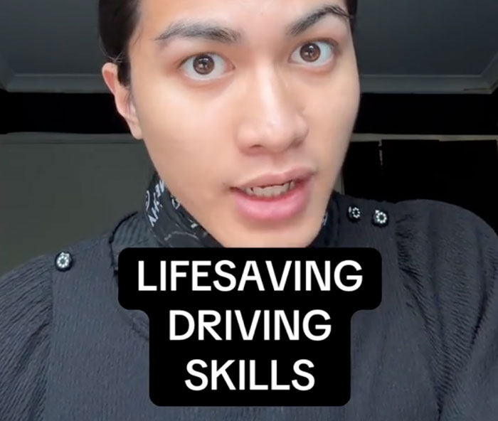 Young person sharing safe driving facts and lifesaving driving skills advice in a close-up indoor setting.