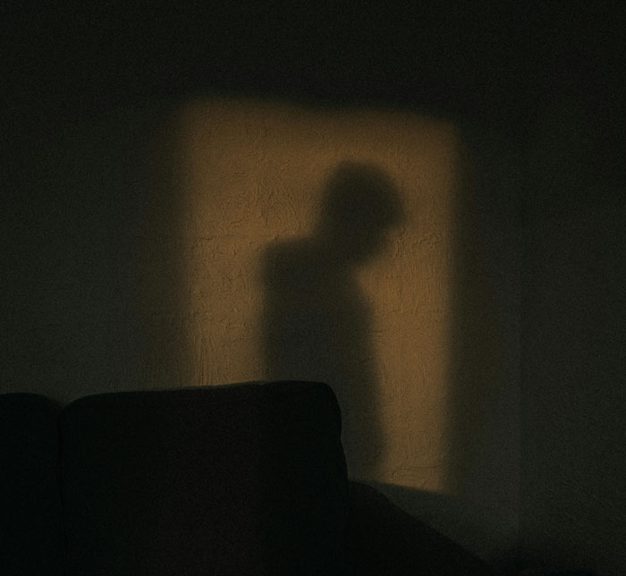 Shadow of a person cast on a wall in a dim room, symbolizing reflection on the biggest mistake of their life.