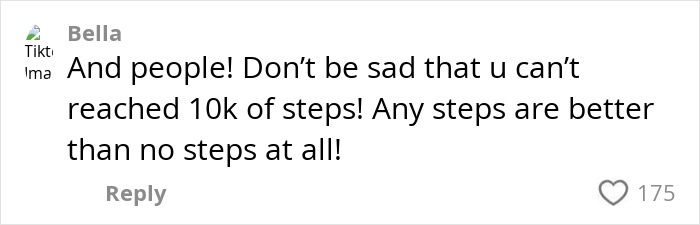 Comment encouraging people not to be sad about missing 10,000 steps, highlighting any steps are better in the Japanese walking trend. Comment encouraging people not to be sad about missing 10,000 steps, highlighting any steps are better in the Japanese walking trend.