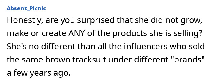 Screenshot of a comment criticizing Meghan Markle after fans discover her brand's products are sourced from Williams Sonoma. Screenshot of a comment criticizing Meghan Markle after fans discover her brand's products are sourced from Williams Sonoma.