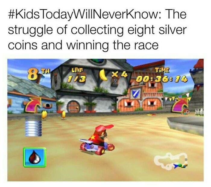 Screenshot of vintage video game racing scene illustrating nostalgia shared by those between Millennials and Gen Z.