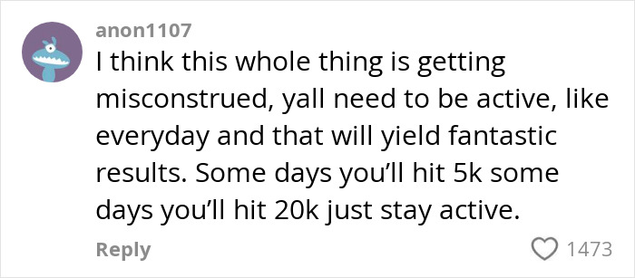 Comment discussing the Japanese walking trend emphasizing staying active with varying daily steps for better results. Comment discussing the Japanese walking trend emphasizing staying active with varying daily steps for better results.