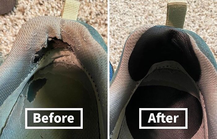 Worn shoe interior before and after repair, showcasing improvements among Prime Day 2024 best-sellers to get on your radar.