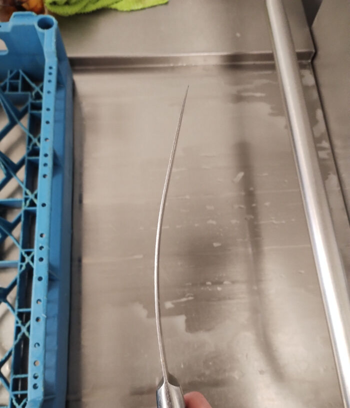 Bent knife blade showing damage, illustrating infuriating pics of people damaging things they borrowed.