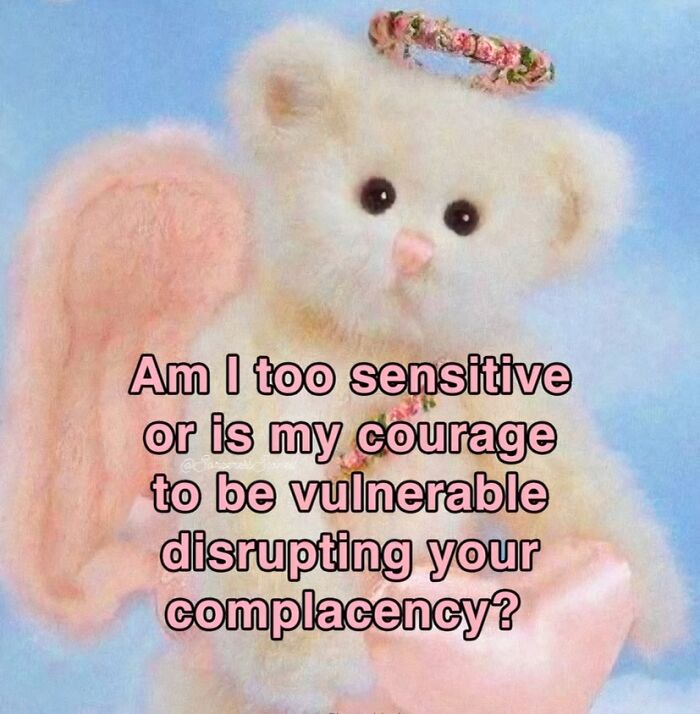 Cute and wholesome post featuring a soft teddy bear angel with a floral halo and wings holding a heart.