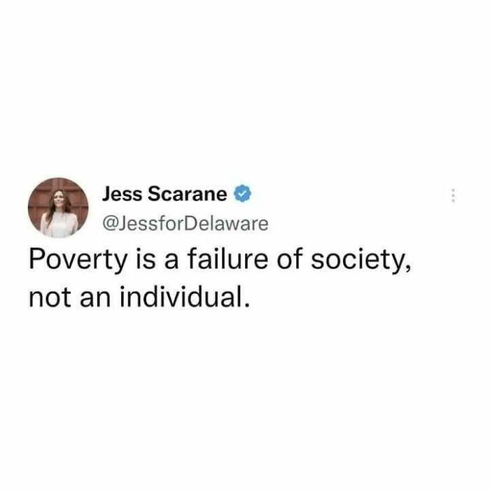 Social media post with a powerful meme stating poverty is a failure of society, highlighting eye-opening and hilarious memes.