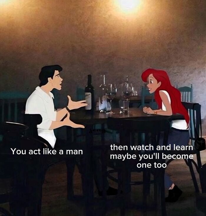 Animated scene of a man and woman having a conversation at a table, capturing cute and wholesome moments shared by friends.