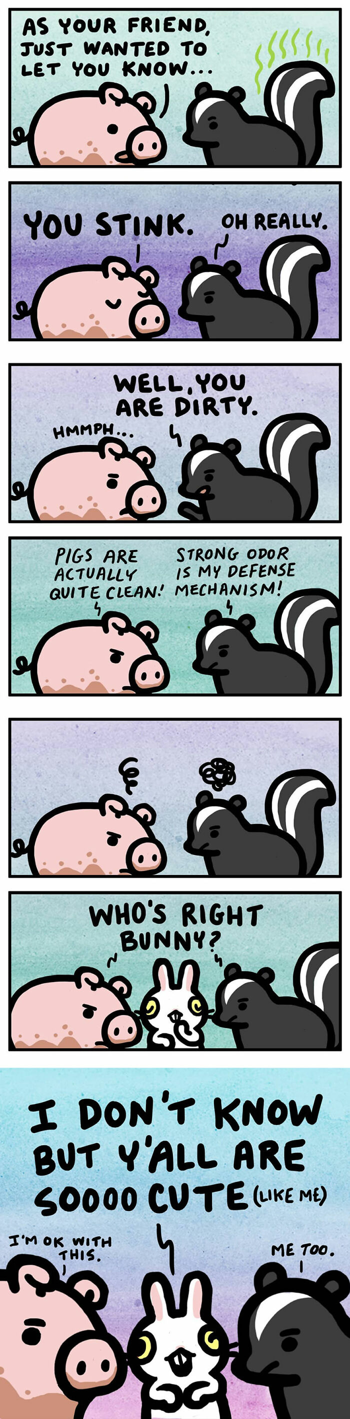 Cartoon comic by Kitty Moon featuring funny and relatable animals capturing life with cats in humorous panels.