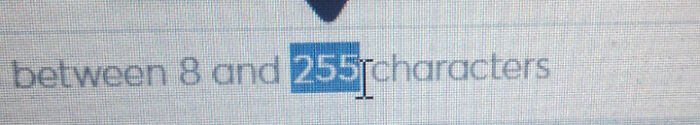 Close-up of a computer screen showing the number 255 highlighted, illustrating a funny pic of a confusing text limit.