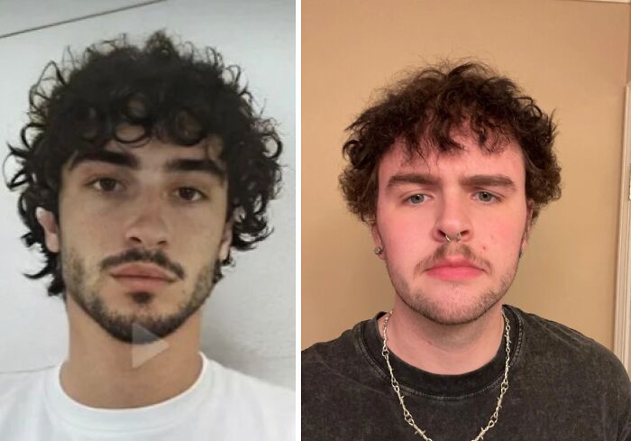 Side-by-side photos showing hair fails with curly hairstyles, illustrating what people asked for versus what they actually got.