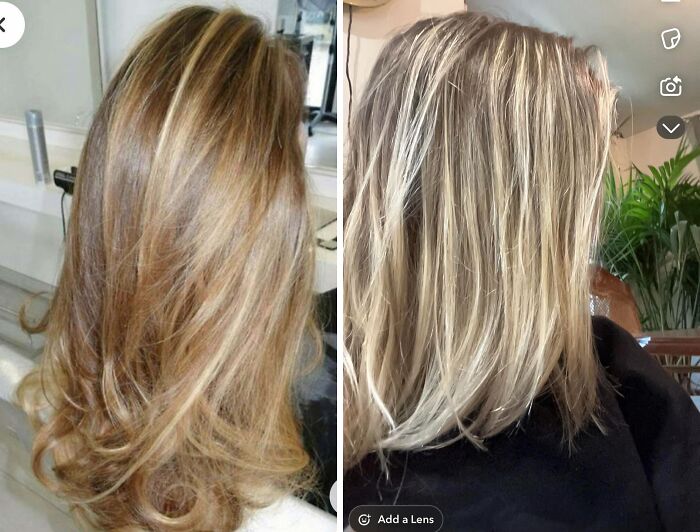 Side-by-side comparison of hair fails showing what people asked for versus what they actually got with color and style differences.