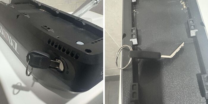 Broken key stuck inside a device, illustrating one of the infuriating pics of people damaging things they borrowed.